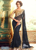 Grey & Black Georgette Sarees