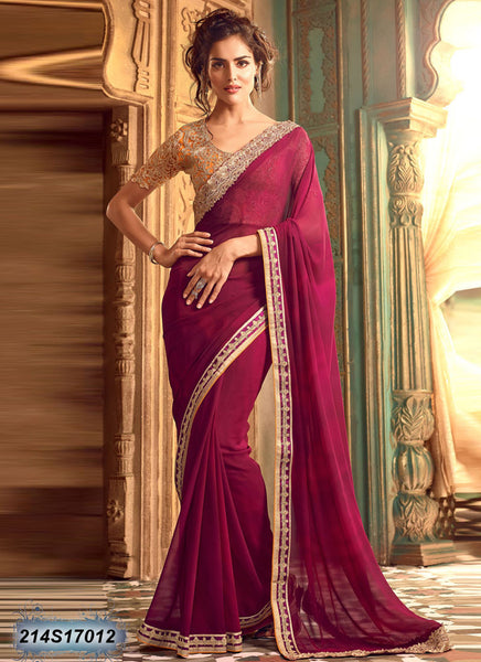 Wine Georgette Sarees