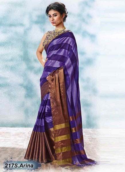 Purple & Beige Modal Pure Cotton Gota Sarees