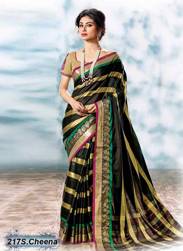 Black & Golden Modal Cotton Gota Sarees - Dailybuyys