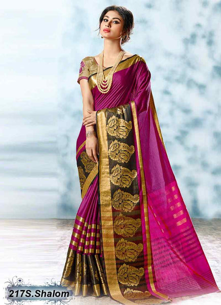 Purple & Golden Modal Pure Cotton Gota Sarees