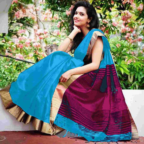 Sky Raw Silk Sarees