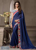 Navy Blue & White Georgette Sarees