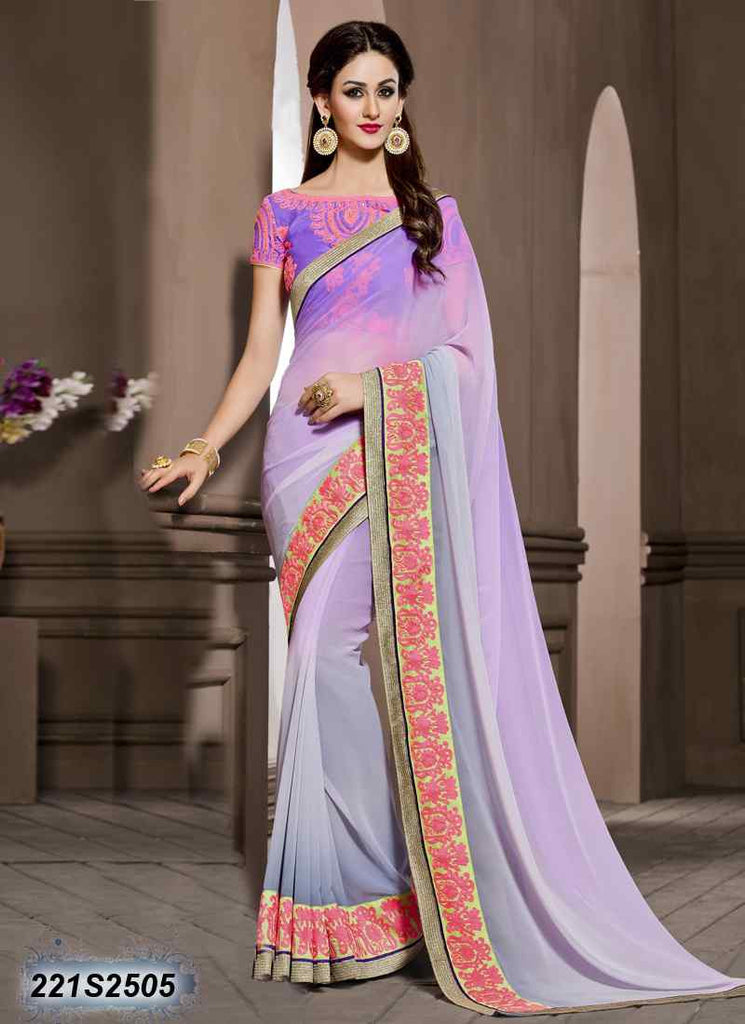 Grey & Purple Georgette Sarees