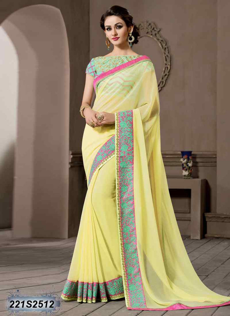 Lemon Yellow Georgette Sarees