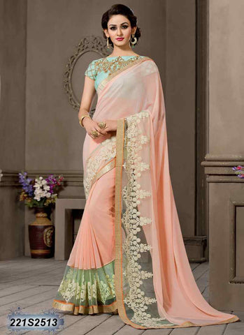 Peach Georgette Sarees