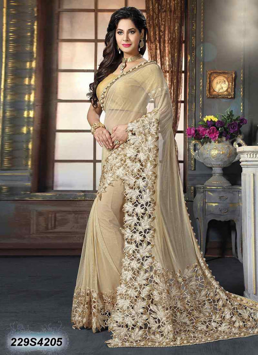 Beige Net Sarees