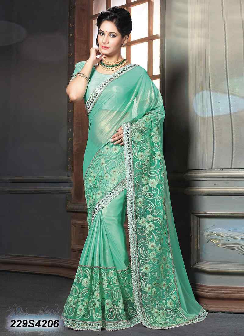 Green Net Sarees