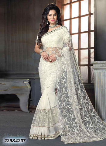 White Net Sarees