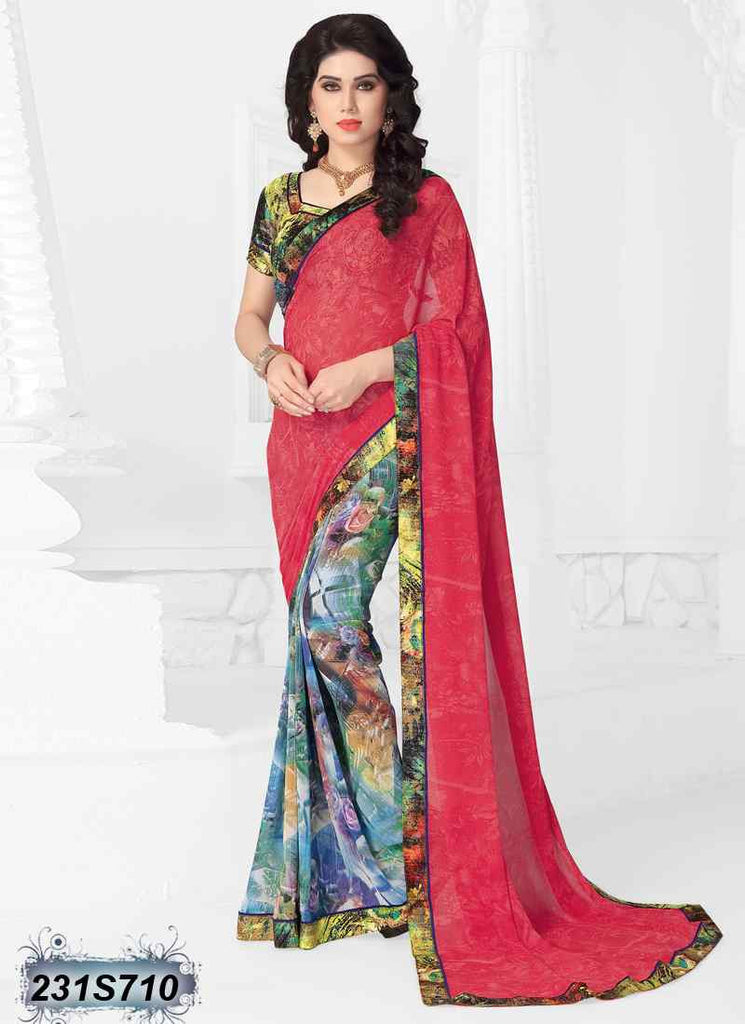 Peach & Multi Georgette Sarees