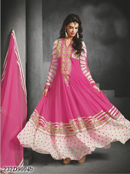 Light Pink Semi-Stitched Georgette Santoon Chiffon Anarkali Salwar