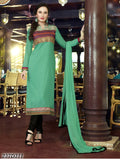 Green Black Semi-Stitched Combric Pure Cotton Salwar