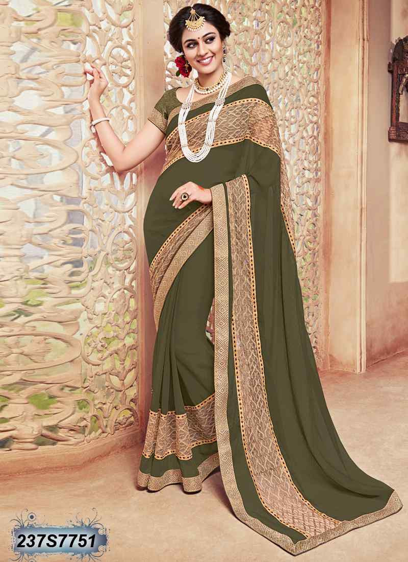 Olive Georgette Sarees