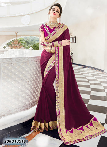 Maroon & Pink Georgette Sarees