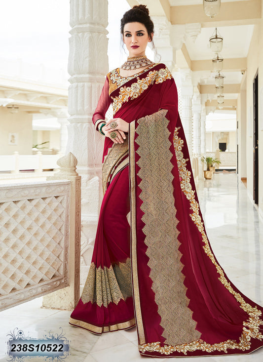 Maroon Georgette Sarees