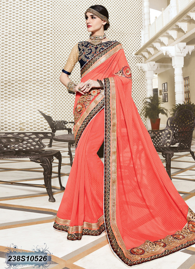 Orange Georgette Sarees