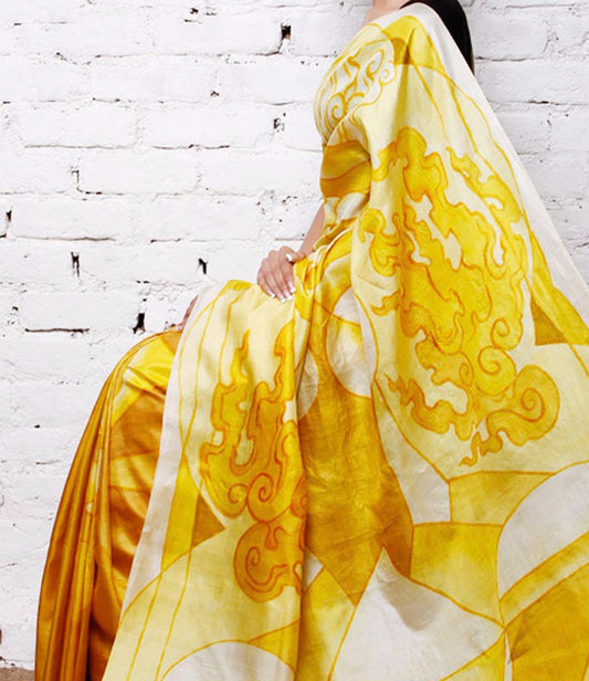 Yellow Pure Silk Mark Certified Murshidabad Silk Sarees