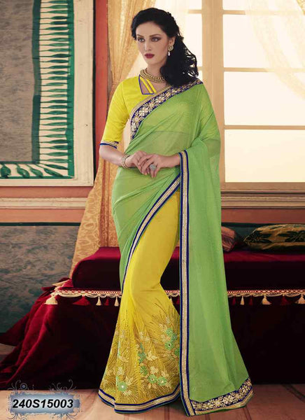 Green & Yellow Georgette Sarees