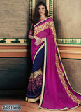 Pink & Navy Blue Georgette Sarees