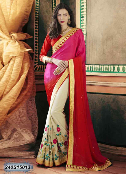 Red & Pink Georgette Sarees
