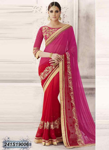 Red & Pink Georgette Sarees