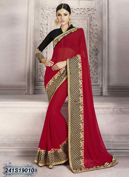 Black & Red Georgette Sarees