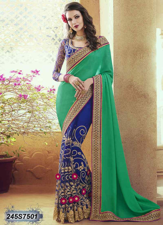 Green & Blue Net Sarees