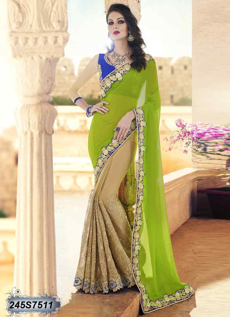 Green Net Sarees