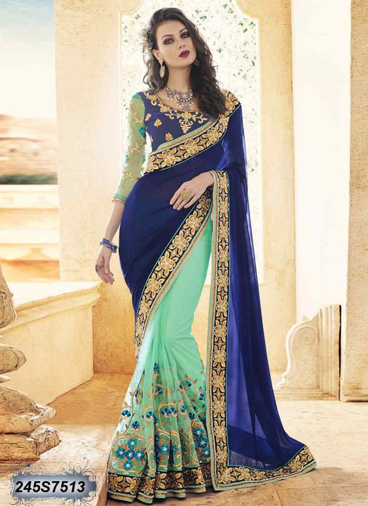 Blue & Green Net Sarees