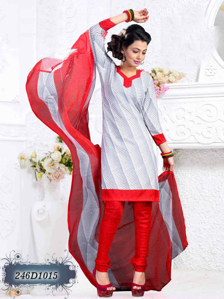 White,Red Crepe Salwar