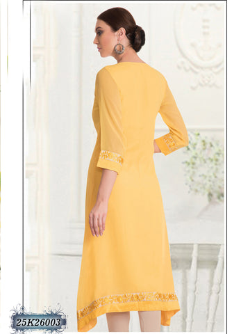 New Yellow Georgette Santoon Stitched Kurtis