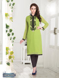 New Parrot Green Georgette Santoon Stitched Kurtis