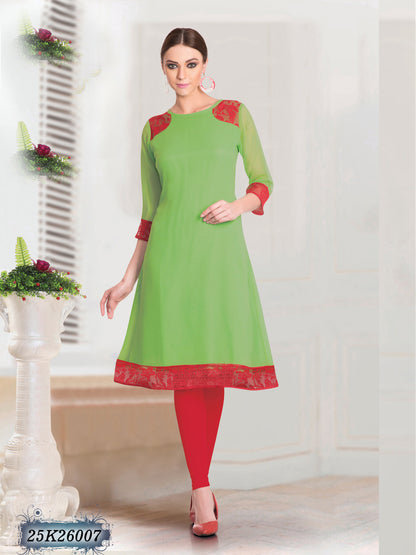 Green Georgette Santoon Stitched Kurtis