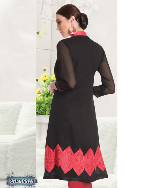 New Black & Red Georgette Santoon Stitched Kurtis