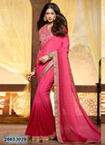 Red Pink Satin Georgette Sarees