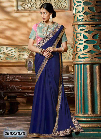 Blue Satin Georgette Sarees