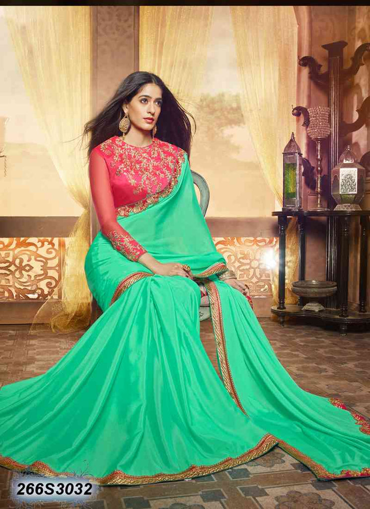 Green Red Georgette Sarees