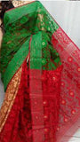Red & Green Dhakai Jamdani Sarees