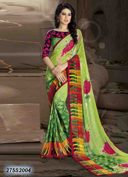 Green, Pink Georgette Sarees