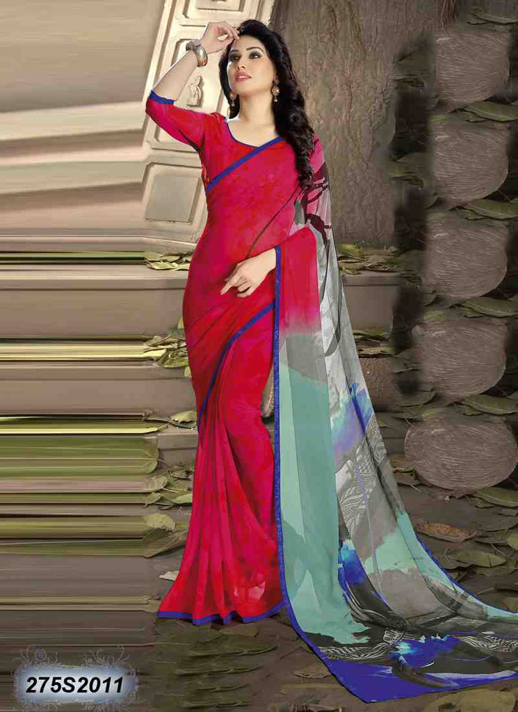 Pink,Red Georgette Sarees