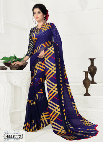 Navy Blue,Multi Georgette Sarees