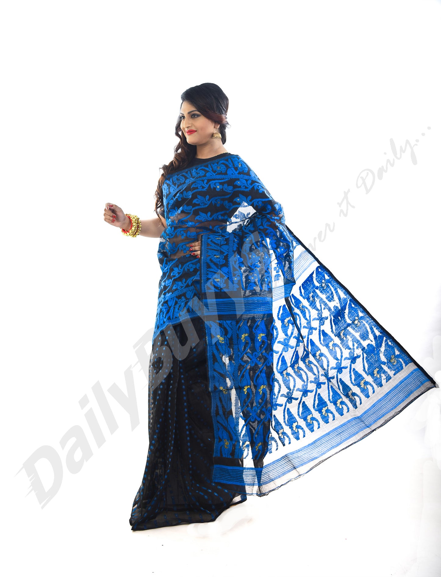 Blue & Black Sarees  Dhakai Jamdani Sarees