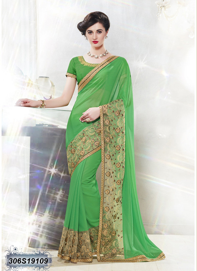 Green Georgette Sarees