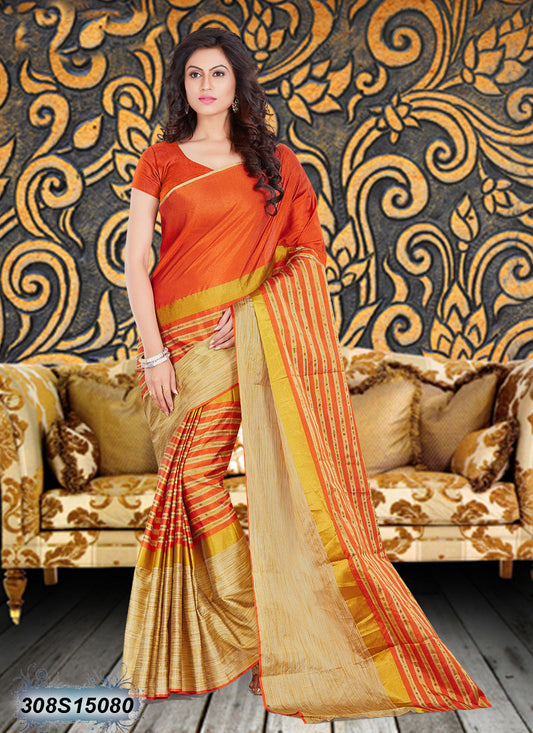 Orange Bhagalpuri Silk Sarees