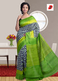 Green Block Printed Pure Silk Mark Certified Bishnupuri Silk Sarees Get Extra 10% Discount on All Prepaid Transaction