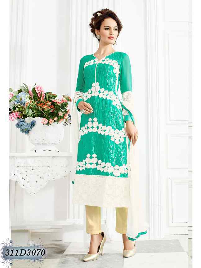 Blue Off White Georgette Salwar