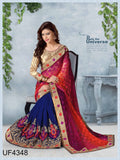 Red & Blue Georgette Party Wear Sarees