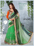 Green Georget Party Wear Sarees