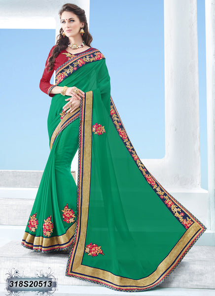 Green Georgette Sarees