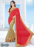 Red Beige Georgette Sarees